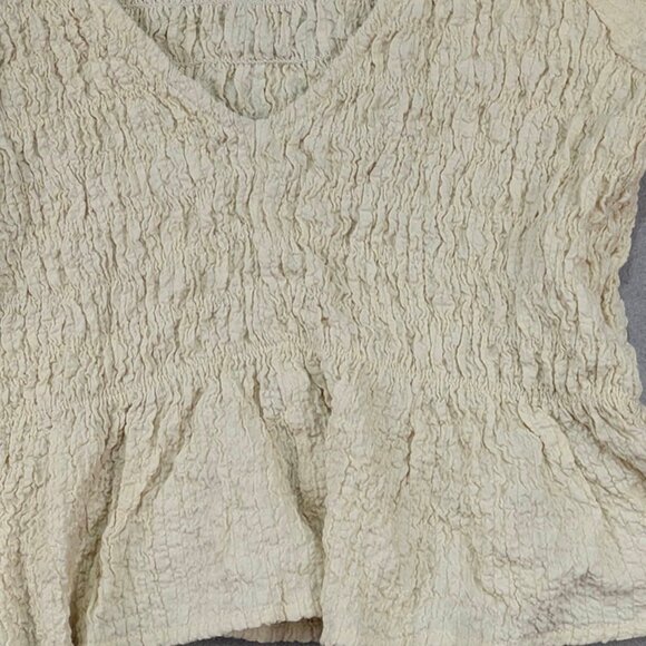 Miou Muse Crop Top Womens S Ivory Ruched Milkmaid Fairycore Cottagecore BohoChic - Picture 4 of 11